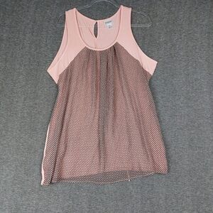 MOTHERHOOD MATERNITY WOMENS PINK SHEER OVERLAY TIE BACK SLEEVELESS BLOUSE SIZE L